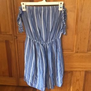 Striped blue off the shoulder dress